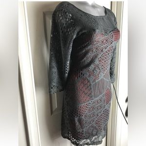NWOT CROCHET GRAY DRESS JUNIORS WOMEN BY ROUTE -SIZE LARGE